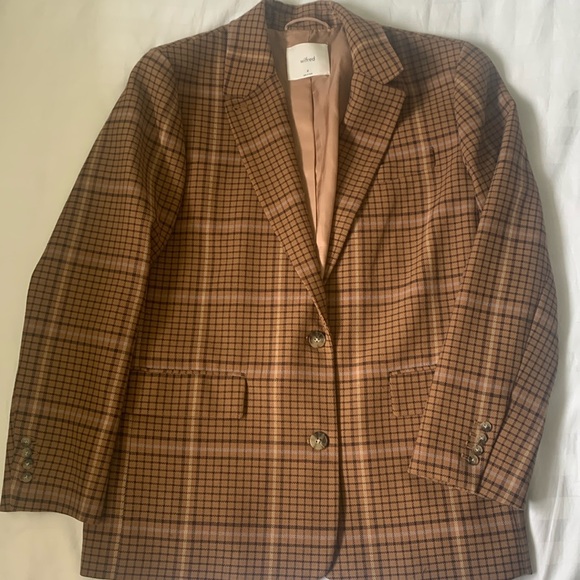 Aritzia Jackets & Blazers - Wilfred oversized camel check notch collar 2 button men’s style blazer BWOT